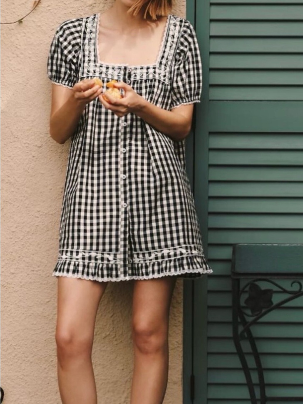 Maeve 100% cotton gingham swing mini dress